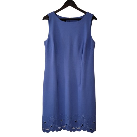 Talbots Dresses & Skirts - Tablots NWT Blue Scalloped Embroidered Hem Zip Back Sleeveless Dress Size 12
